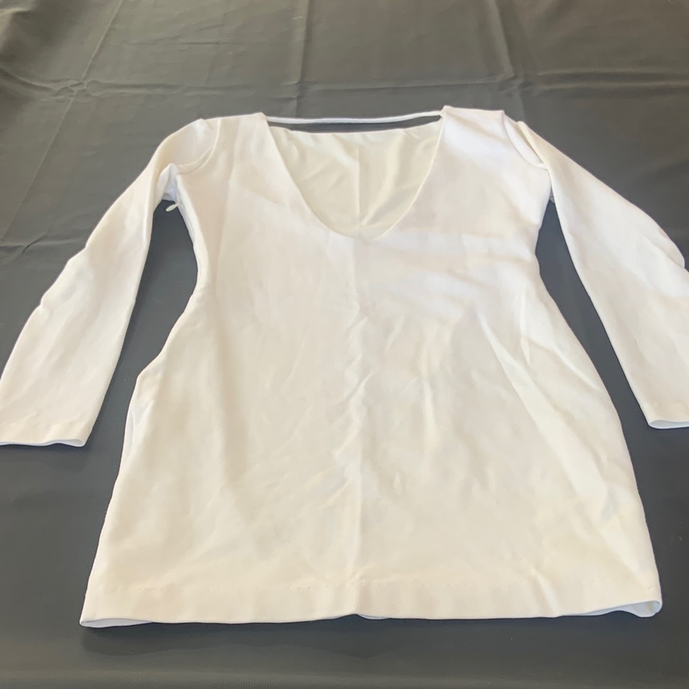 Bare Anthology White Long Sleeve Bodycon Mini Dress Minimalist Chic - Picture 2 of 7